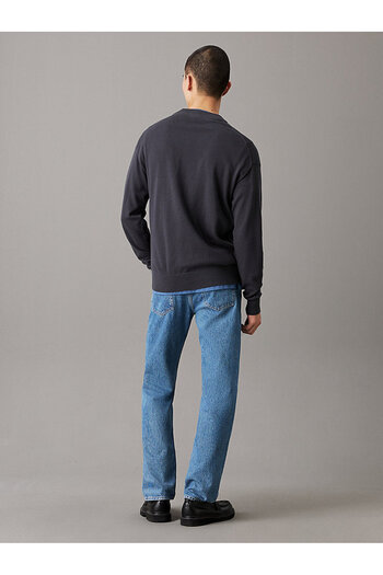 Calvin Klein Men's Anthracite Long Sleeve Sweater - Ck Logo, Crew Neck, Regular Fit J30J 327404 -Ban