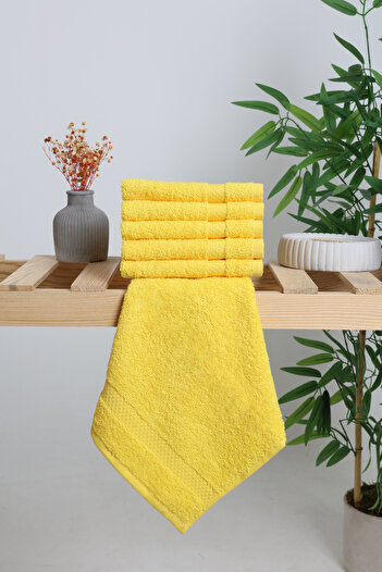 AİRYCOT Yellow 30x30 Set of 6 Hand Towels