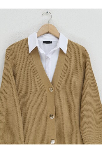 Modamorfo Intermediate Size Mink Knitwear Cardigan - Buttoned