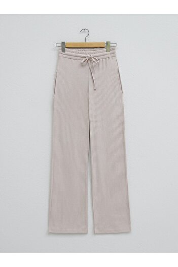 Modamorfo Beige Viscose Trousers - Raised with Lace-Up and Pockets