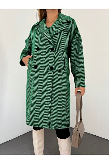Modamorfo Green Fish Back Patterned - Pocketed Cashmere Cap