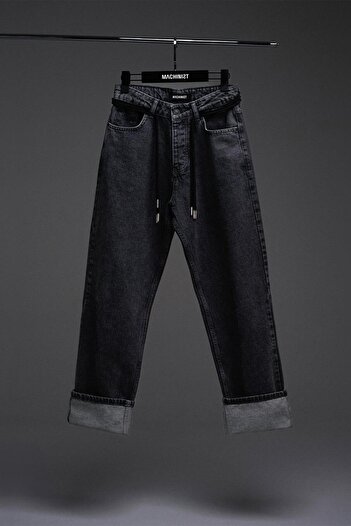 Machinist Erkek Relaxed Baggy Jean Efektli Antrasit Pantolon