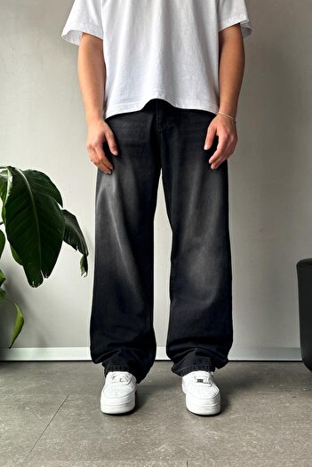 Flaw Wear Çizgi Detay Siyah Baggy Jean