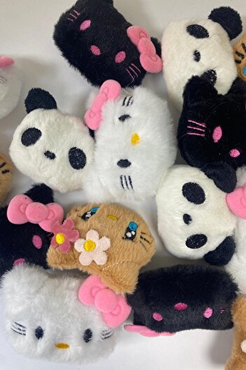 Seamoda Sarı Kedi Peluş Broş Mont Çanta Terlik Toka Aksesuar-KAHVE
