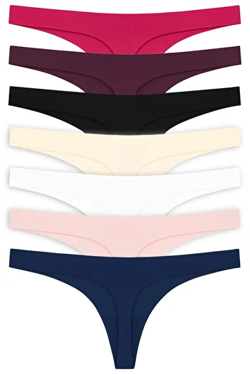 Cottonhill Basic Laser Cut Thong Panties 7 Pack - 2