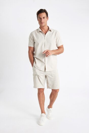 DeFacto Polo Neck Cotton Regular Fit Shirt - Short Sleeve, Solid Fit D1057Ax24Sm