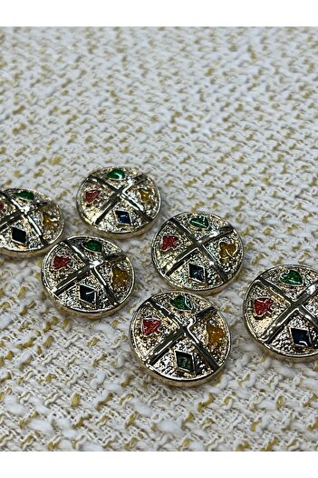 ODDA TASARIM ATÖLYESİ 25 mm Colorful Epoxy Button - Gold Italian Design