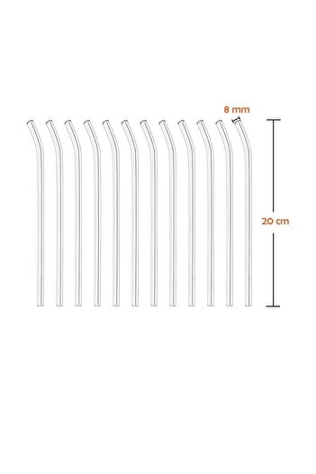 Miniminti Set of 12 9 mm 20 cm Long Transparent Borosilicate Glass Straws Soft Drink Straws