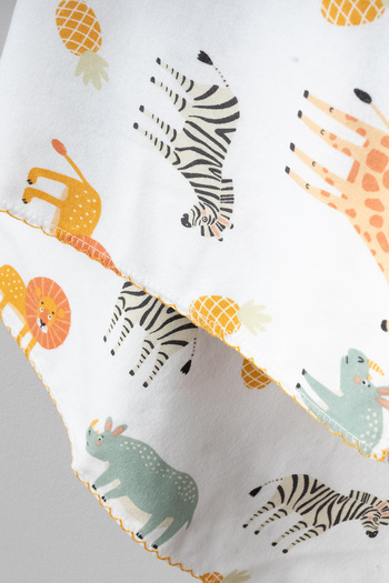 Bebitof Organic Double Layer Flannel Baby Blanket with Cute Animals Pattern