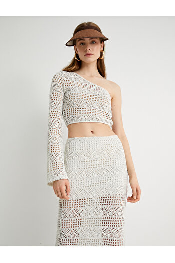 Koton Crochet Single Sleeve Blouse Crop Long Sleeve