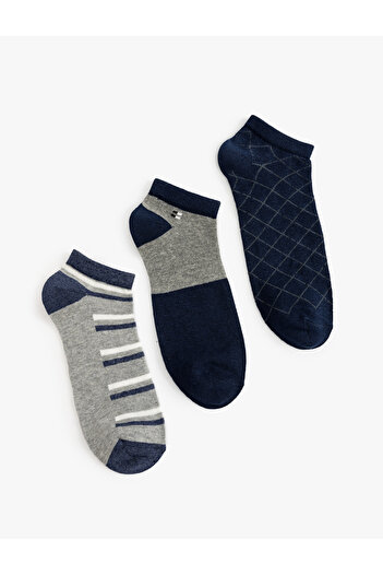 Koton Set of 3 Cotton Blended Booties Socks - Multicolored