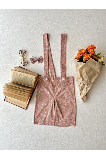 KÜÇÜĞÜM BUTİK Orange Poplin Boy's Salopet Bow Tie (Salopet-Bowknot)