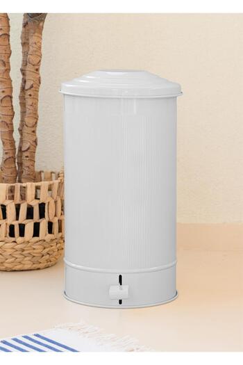 The Mia Stripe Kitchen Trash Can White 24 Lt