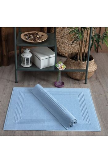 Sevim Blue Soft Towel Set of 2 - 60x80cm, High Absorbent 100% Cotton, Striped Model