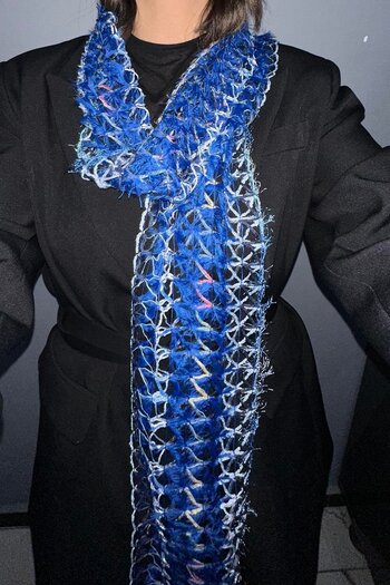 TAKIŞTIR Navy Blue Knit Detailed Shawl/Scarf