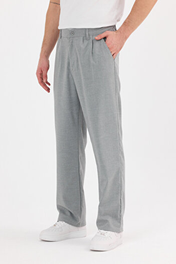 HAWKKİNG Men's Pleated Baggy Pattern Fabric Trousers