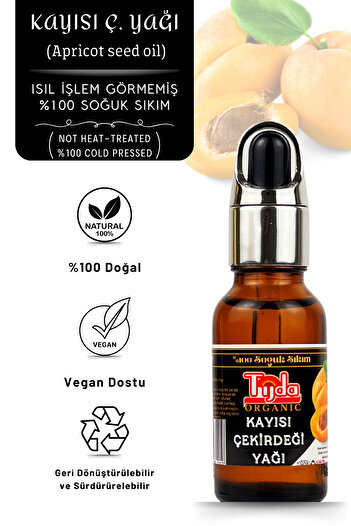 TİJDA Apricot Kernel Oil 100% Cold Pressed 20 ml (Apricot Seed Oil)