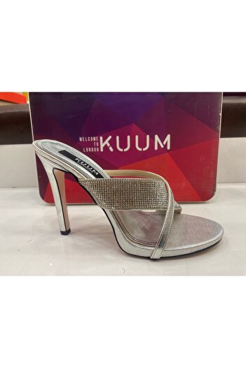KUUM LONDON жіночі капці на підборах з срібними камінцями