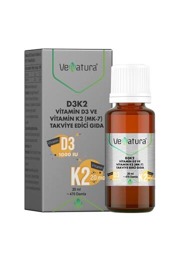 VeNatura D3K2 Vitamin D3 and K2 (Mk-7) Drops 20 ml