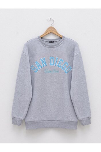 Modamorfo 3-fädiger Sweat mit Textstickerei