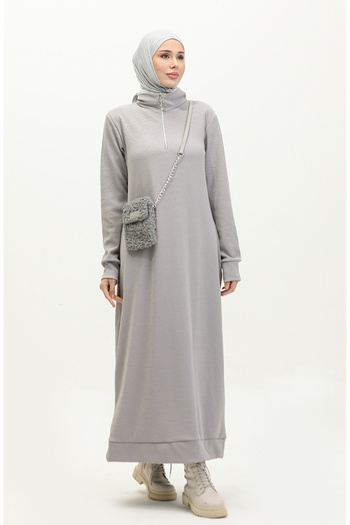 sefamerve Turtleneck Sports Dress 0282-05 Gray