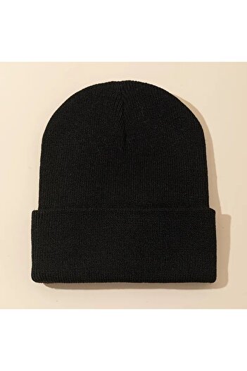 MinaCarin Unisex Katlamalı Siyah Beyaz Ve Gri 3'lü Kışlık Bere Seti