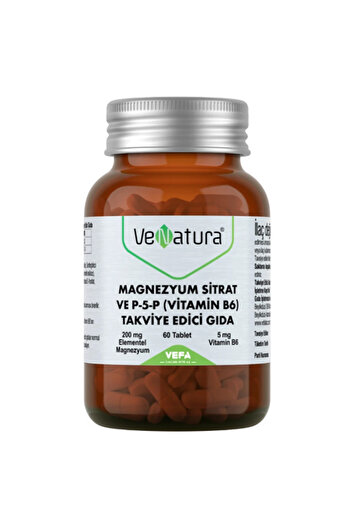 VeNatura Magnezyum Sitrat P-5-P Vitamin B6 Takviye Edici Gıda 60 Tablet