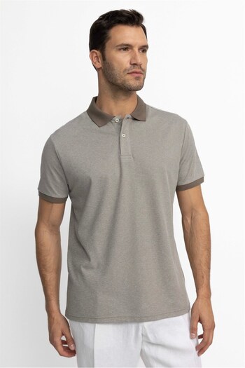 Tudors Men's Regular Fit Classic Cut Cotton Plain Pique Mink Polo Neck T-Shirt