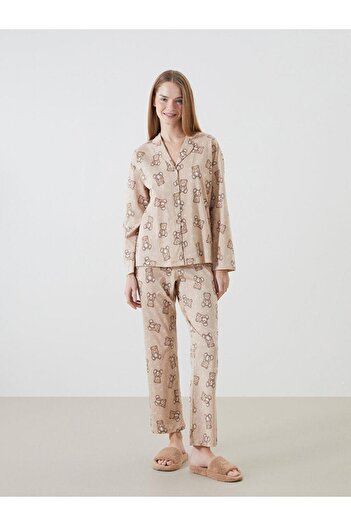 LC Waikiki LCW Young Gömlek Yaka Desenli Kadın Pijama Takımı