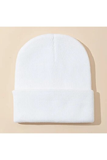 MinaCarin Unisex Katlamalı Siyah Beyaz Ve Gri 3'lü Kışlık Bere Seti