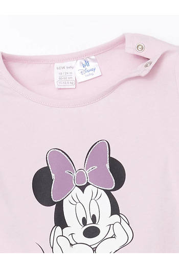 LC Waikiki LCW baby Lila Bisiklet Yaka Minnie Mouse Baskılı Kız Bebek Pijama Takımı