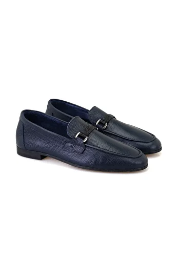 Desa Ανδρικό δερμάτινο loafer Drake Navy Blue