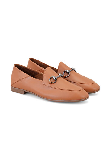 Desa Women's Tan Leather Ballerinas with Buckle Accessories