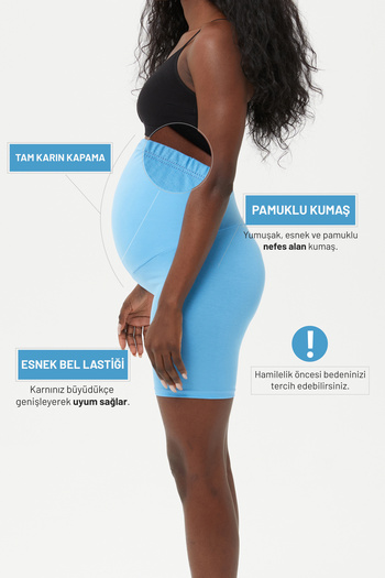 Almila 2021 Model Women's Maternity Leggings - Cotton and Elastane Short Shorts