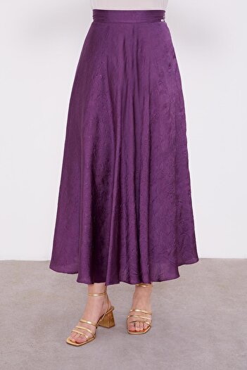 Levidor Plum Kraş Satin Skirt