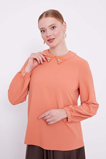 Levidor Tile Collar Embroidered Blouse