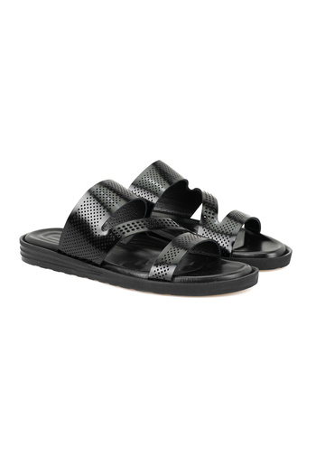 Desa Joseph Black Men's Leather Slippers