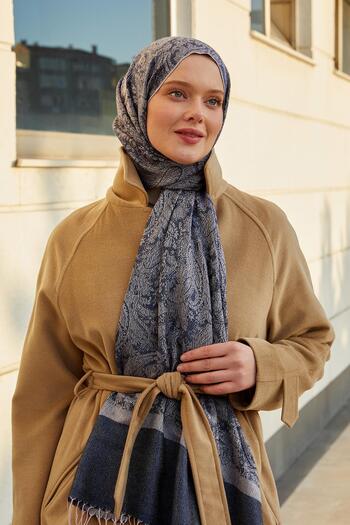 Levidor Ethnic Cashmere Silk Shawl with Powder Tassels