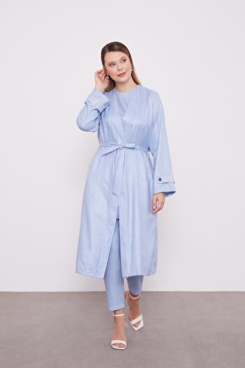 Levidor Baby Blue Embroidered Melange Kimono Triple Set