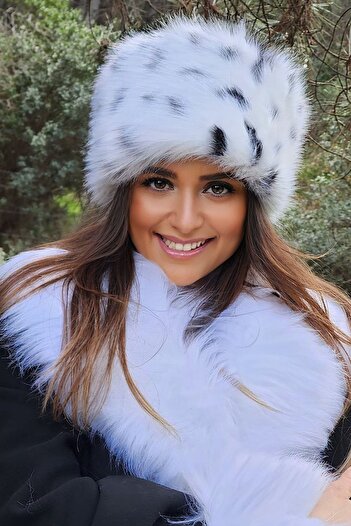 Mağazam Online Winter Women's Hat - Lynx Animal Plush Christmas, New Year's Gift