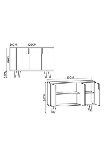 VM VERTEX MOBİLYA Verona 120 Cm Konsol, Kahve Köşesi, Tv Ünitesi, Çok Amaçlı Ahşap Ayaklı Konsol S