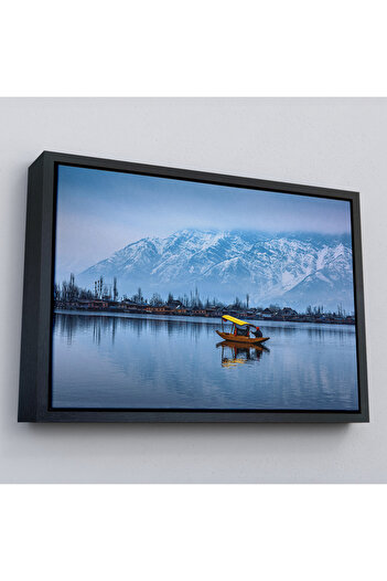 indispensablely Framed India Srinagar Dal Lake Winter Landscape Painting-1244
