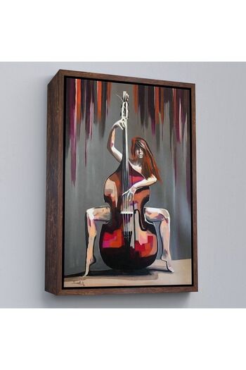 indispensablely Framed Woman Playing Cello Wall Painting-6167