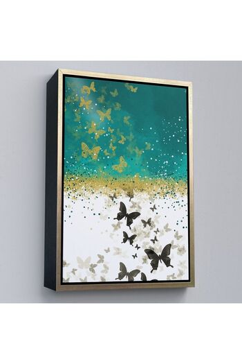 indispensablely Framed Gold and Black Butterflies Wall Painting-6009