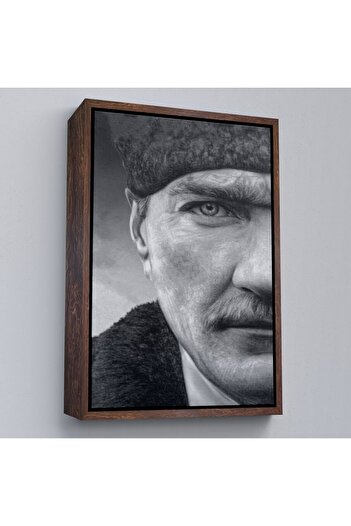 indispensablely Framed Mustafa Kemal Atatürk Black and White Painting-6303