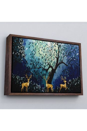 indispensablely Modern Abstract Style Golden Deers Decorative Painting with Frame-3687