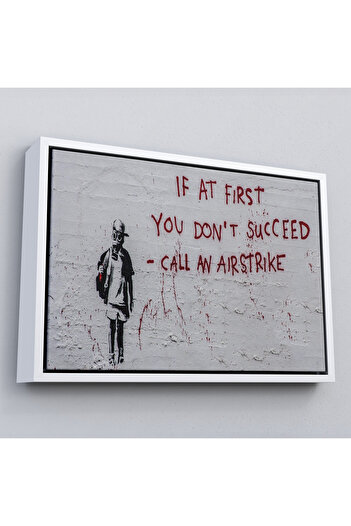 indispensablely Framed Banksy, if at First You Dont Succeed, Do an Air Raid, Canvas Print-5005