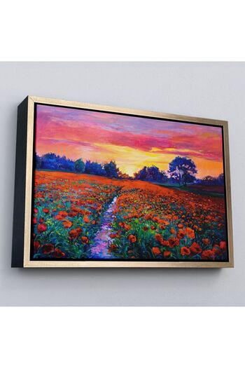 indispensablely Oil Painting of the Framed Poppy Field-1211