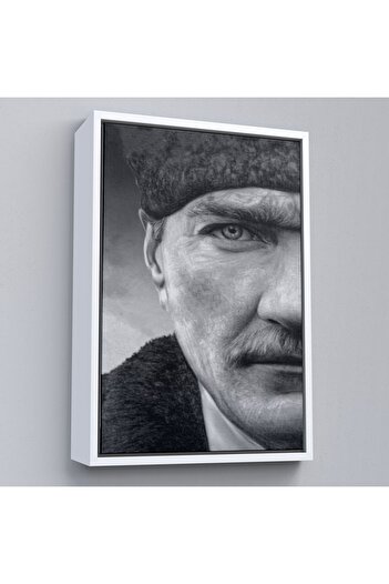 indispensablely Framed Mustafa Kemal Atatürk Black and White Painting-6303