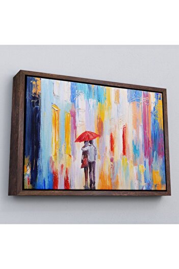 indispensablely Framed Red Umbrella Valentine Oil Painting View Canvas Wall Painting-3452